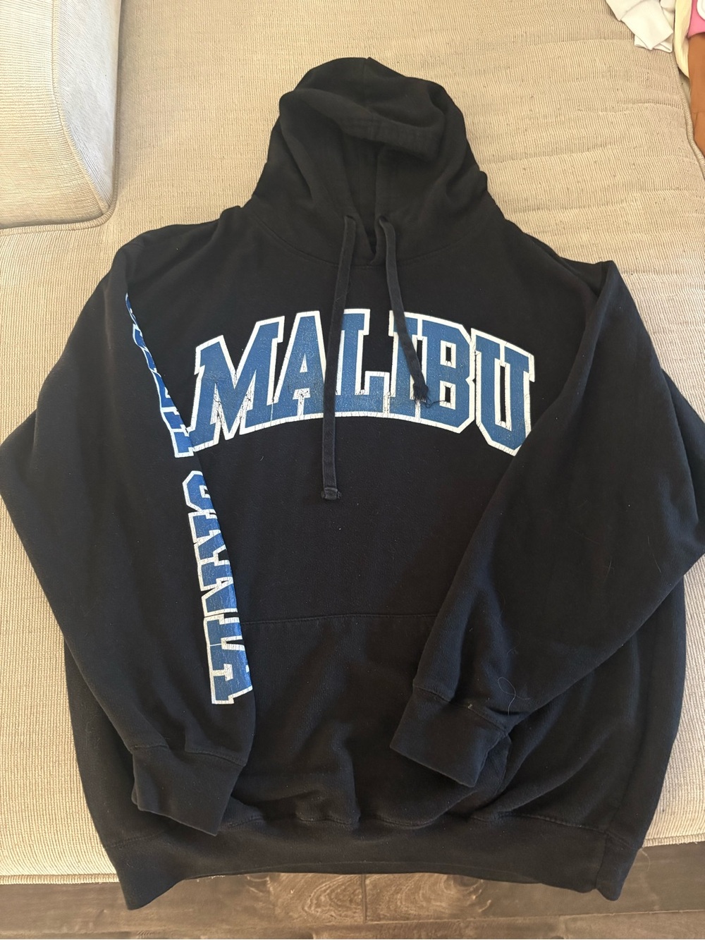 Malibu Graphic Black Hoodie - Casual Pullover Sweatshirt